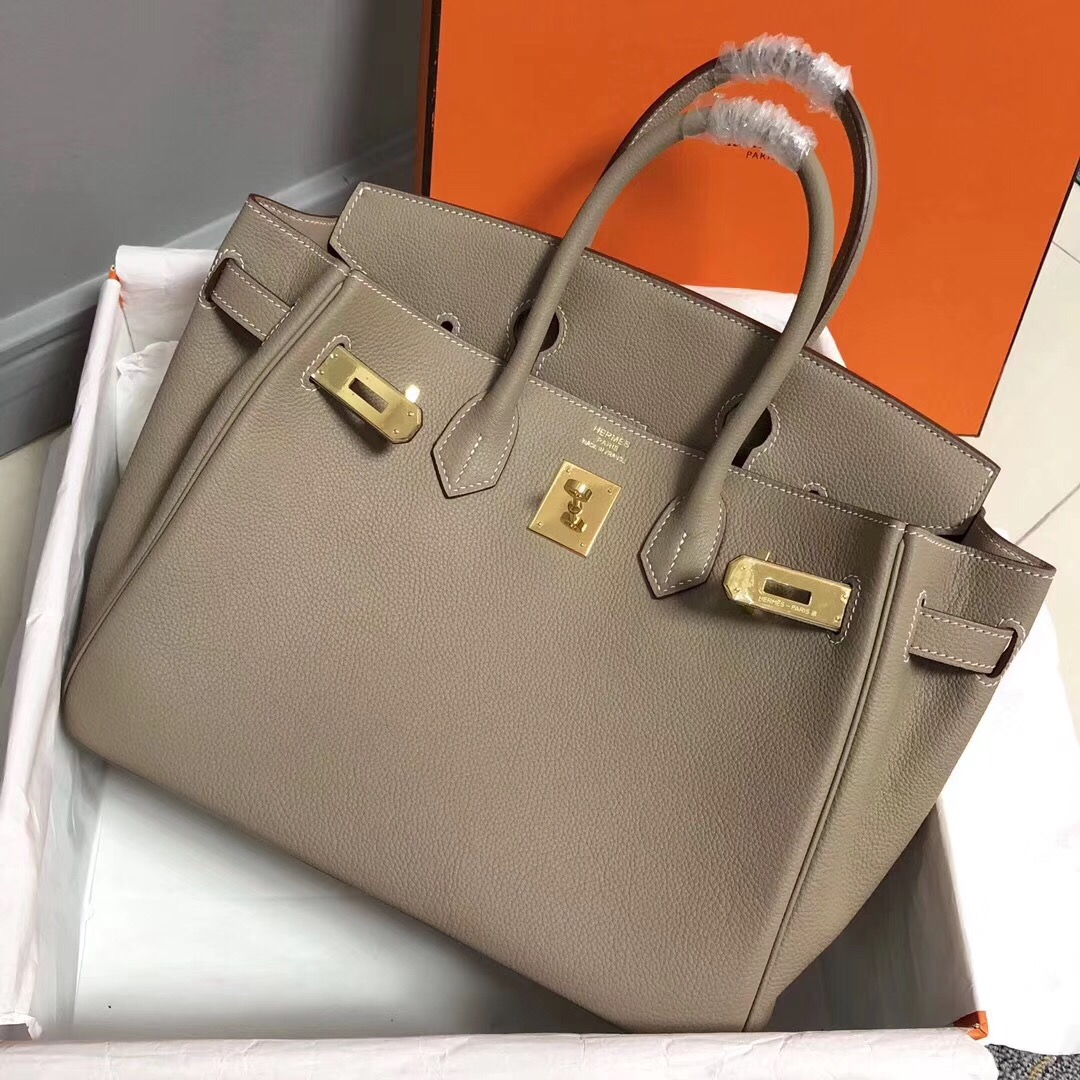 Hermes Birkin 35CM Togo Leather Handbag Origan Grey